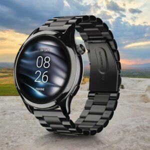 Noise Mettle 1.4'' display, Stainless Steel finish with Metal Strap, Bluetooth Calling Smartwatch  (Black Strap, Regular)