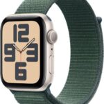 Apple Watch SE 2 GPS 44mm (2nd Gen) Starlight Aluminium with Lake Green Sport Loop  (Lake Green Strap, Free Size)