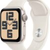 Apple Watch SE 2 GPS 40mm (2nd Gen) Starlight Aluminium with Starlight Sport Band  (Starlight Strap, Free Size)