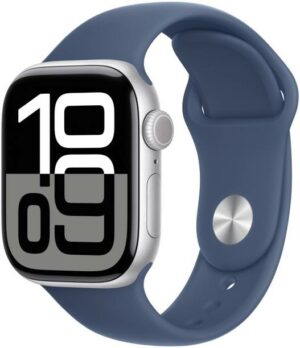 Apple Watch Series 10 GPS 42mm Silver Aluminium with Denim Sport Band  (Denim Strap, Free Size)
