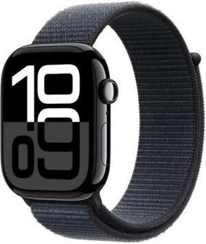Apple Watch Series 10 GPS 46mm Jet Black Aluminium with Ink Sport Loop  (Ink Strap, Free Size)