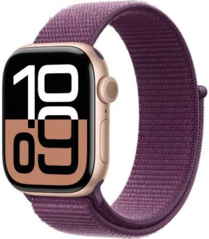 Apple Watch Series 10 GPS + 42mm Rose Gold Aluminium with Sport Loop  (Plm Strap, Free Size)