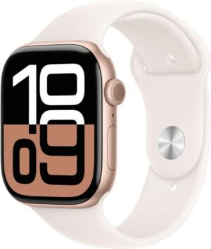 Apple Watch Series 10 GPS 46mm Rose Gold Aluminium with Light Blush Sport Band  (Light Blush Strap, Free Size)