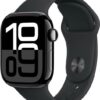 Apple Watch Series 10 GPS 42mm Jet Black Aluminium with Sport Band  (Jet Black Strap, Free Size)