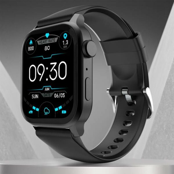 Fire-Boltt Rise Bluetooth Calling 47mm (1.85), Metal Bod & Rotating Crown, 123 Sports Smartwatch  (Black Strap, Free Size)