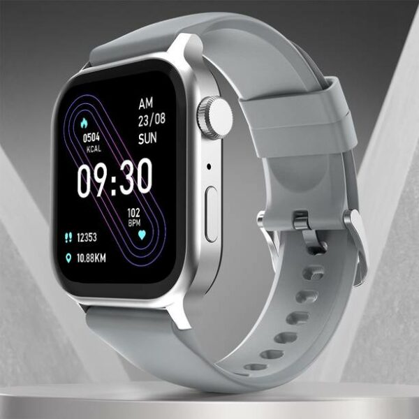 Fire-Boltt Rise Bluetooth Calling 47mm (1.85), Metal Bod & Rotating Crown, 123 Sports Smartwatch  (Grey Strap, Free Size)