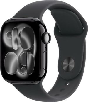 Apple Watch Series 11 GPS 46mm Jet Black Aluminium Case Black Sport Band - S/M  (Black Strap, Small/Medium)