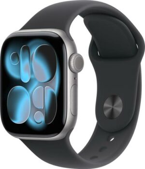 Apple Watch Series 11 GPS 46mm Space Grey Aluminium Case Black Sport Band - M/L  (Black Strap, Medium/Large)