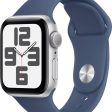 Apple Watch SE 2 GPS 40mm (2nd Gen) Silver Aluminium with Denim Sport Band  (Blue Strap, Free Size)